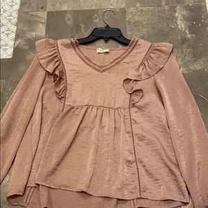 Pink silk textured top